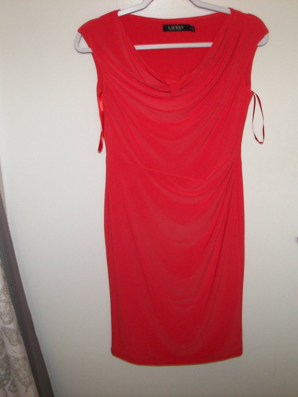Lauren Ralph Lauren orange polyester sleeveless midi dress size 2P